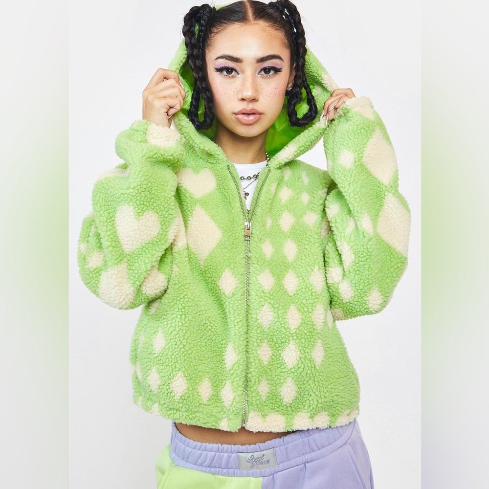 GIRLFRIEND MATERIAL Mint Argyle Noel Teddy Jacket